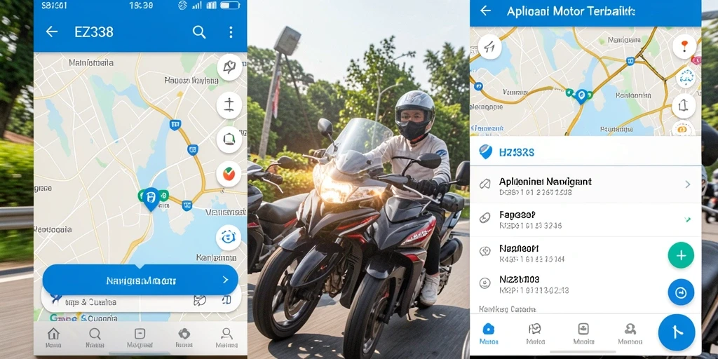 Tampilan utama EZ338 dengan fitur Navigasi Motor yang user-friendly.