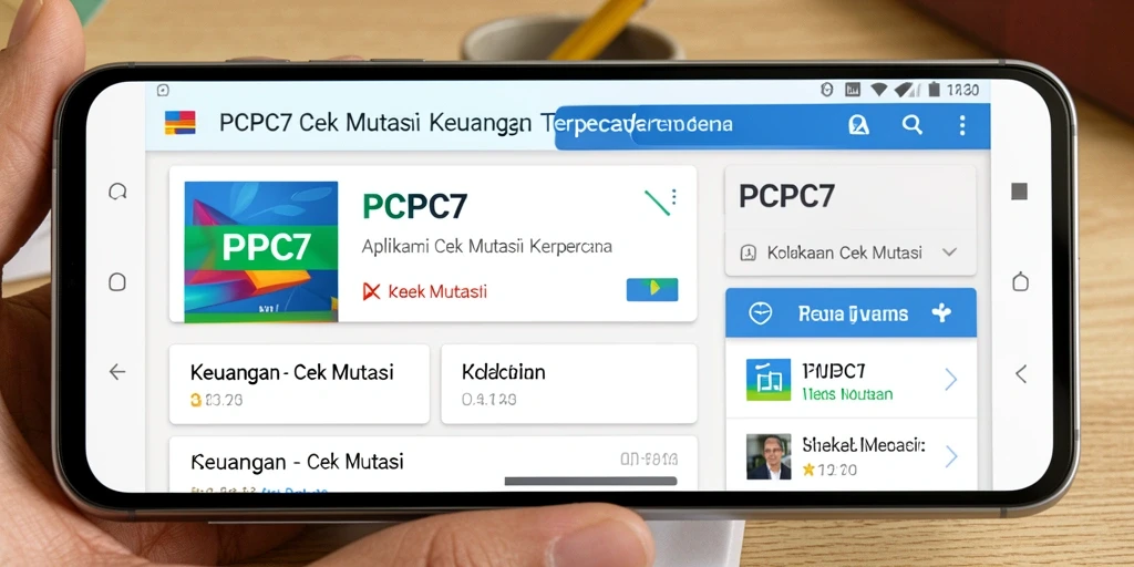 Antarmuka aplikasi PCPC7 untuk cek mutasi keuangan.