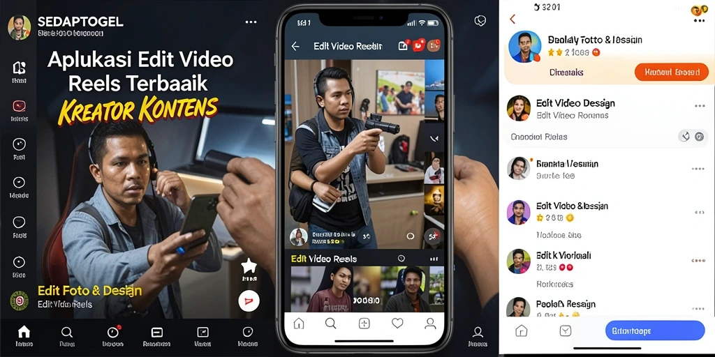 Screenshot antarmuka SEDAPTOGEL saat mengedit video reels.